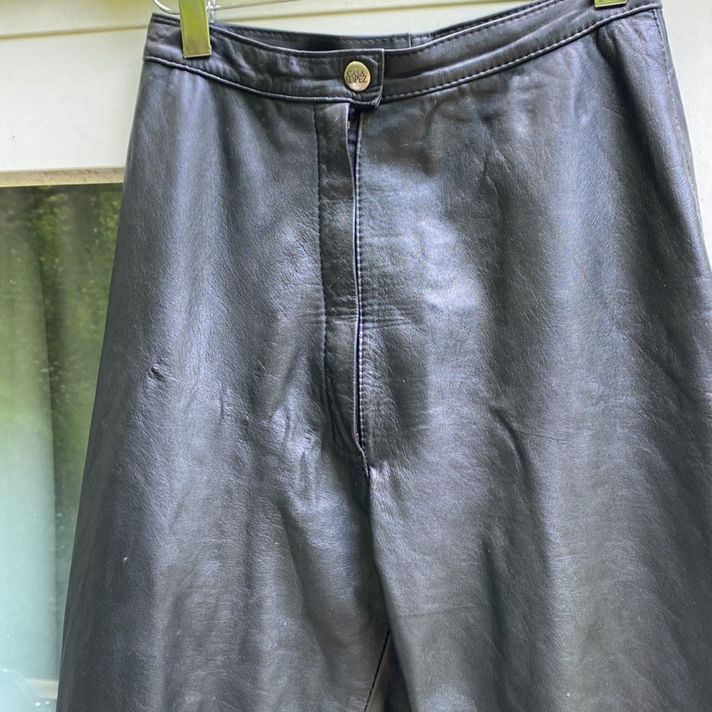 Casa Lopez Argentina Black Leather Pants/Trousers XS 0-2 (23/4x30.5”)